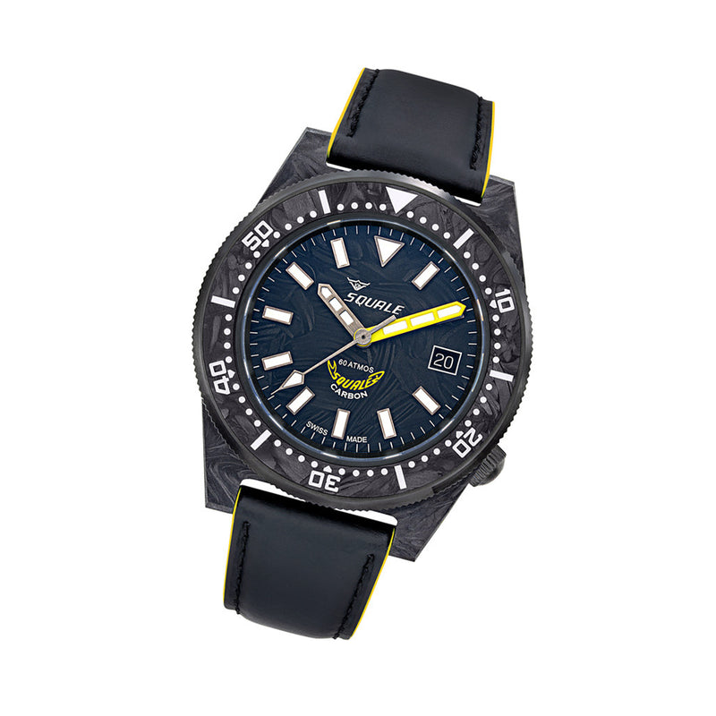 Squale T183 Forged Carbon Dive Watch with Yellow Accents #T183AFCY.RLY