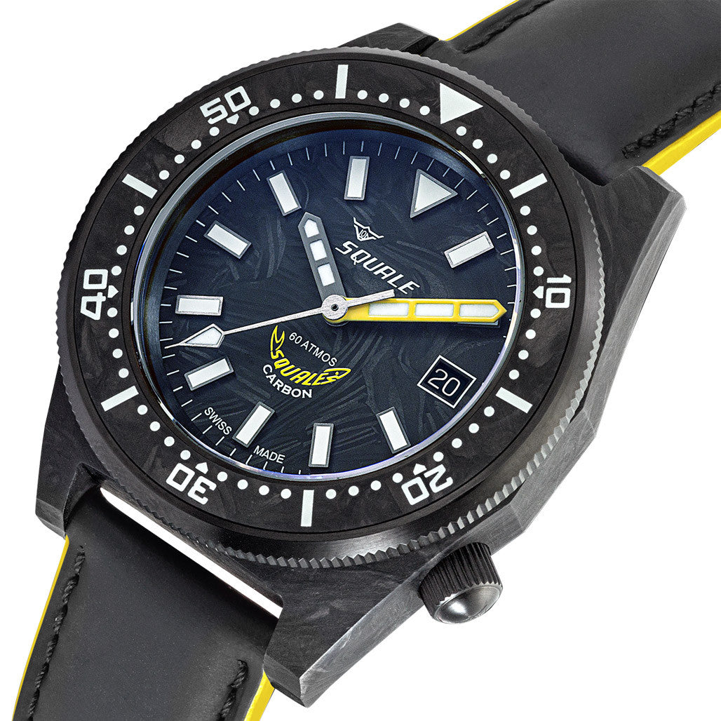 Squale T183 Forged Carbon Dive Watch with Yellow Accents #T183AFCY