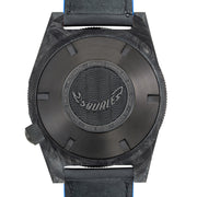 Squale T183 Forged Carbon Dive Watch with Blue Accents #T183FCBL back