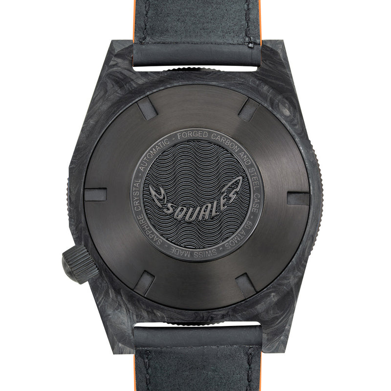 Squale T183 Forged Carbon Dive Watch with Orange Accents #T183FCOR back