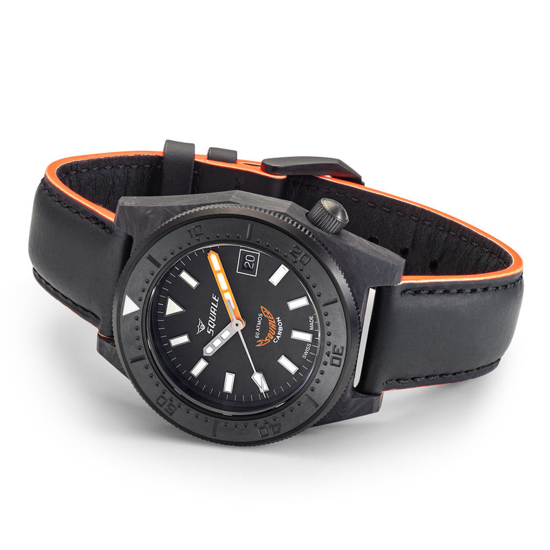 Squale T183 Forged Carbon Dive Watch with Orange Accents #T183FCOR side