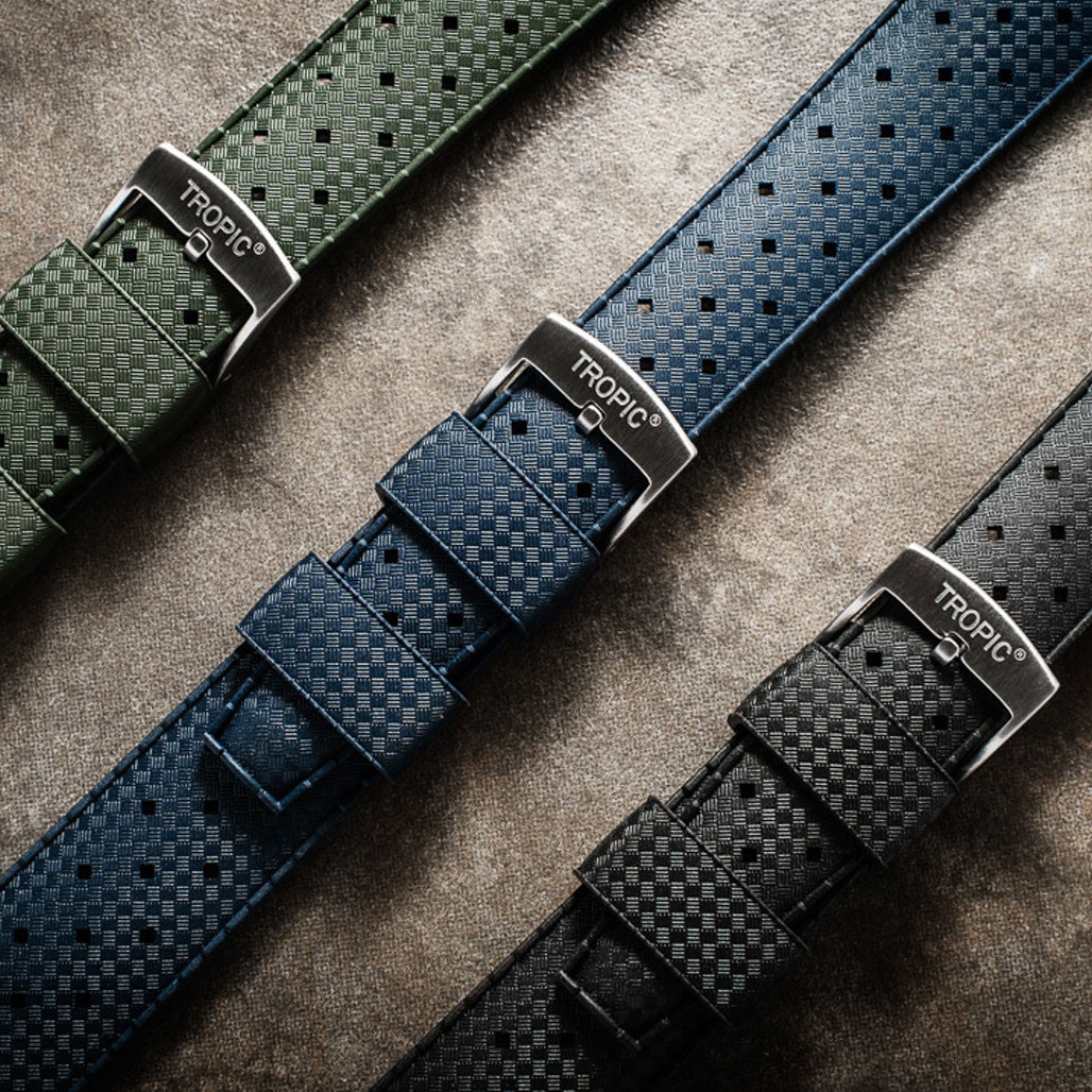 TROPIC Vulcanized Rubber Dive Strap in Green #TROP-04 — Long