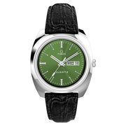 Timex Q Timex 1978 Day Date 37.5mm Leather Strap Watch #TW2W44700