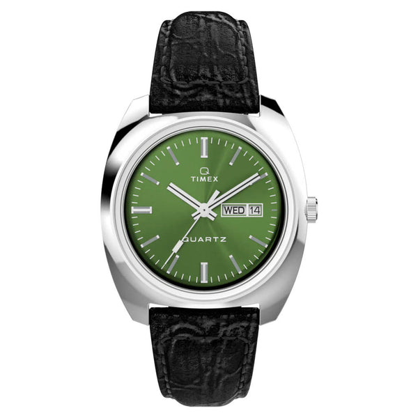 Timex Q タイメックス 1978 リィシュー 希少 腕時計アナログ Timex Q Timex 1978 Day Date 37.5mm Leather Strap Watch #TW2W44700