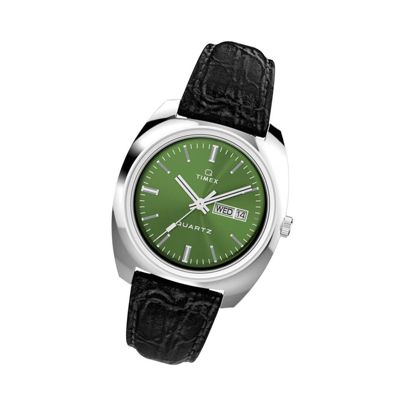 Timex Q Timex 1978 Day Date 37.5mm Leather Strap Watch #TW2W44700