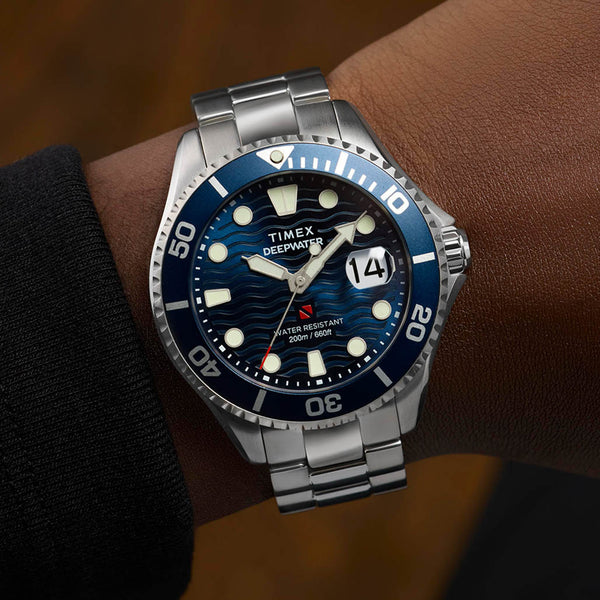 Timex Deepwater Meridian 200 44mm Stainless Steel Bracelet Watch #TW2W81900