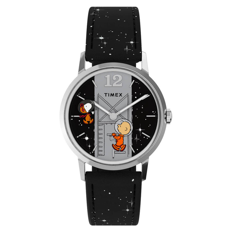 Timex x Peanuts® Marlin® Hand-Wound Space 34mm Leather Strap Watch #TW2W89700