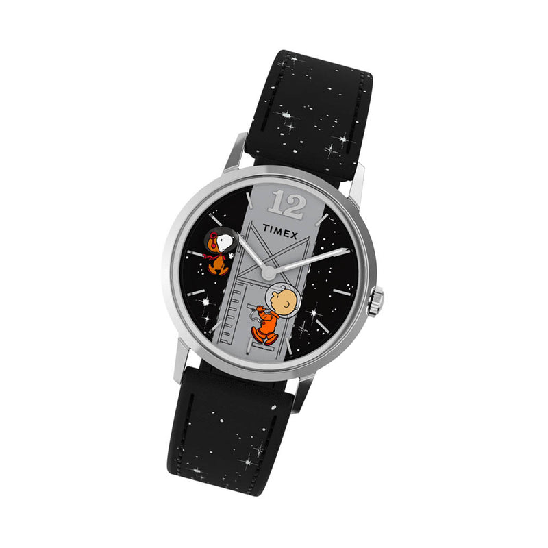 Timex x Peanuts® Marlin® Hand-Wound Space 34mm Leather Strap Watch #TW2W89700