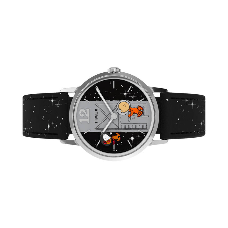 Timex x Peanuts® Marlin® Hand-Wound Space 34mm Leather Strap Watch #TW2W89700
