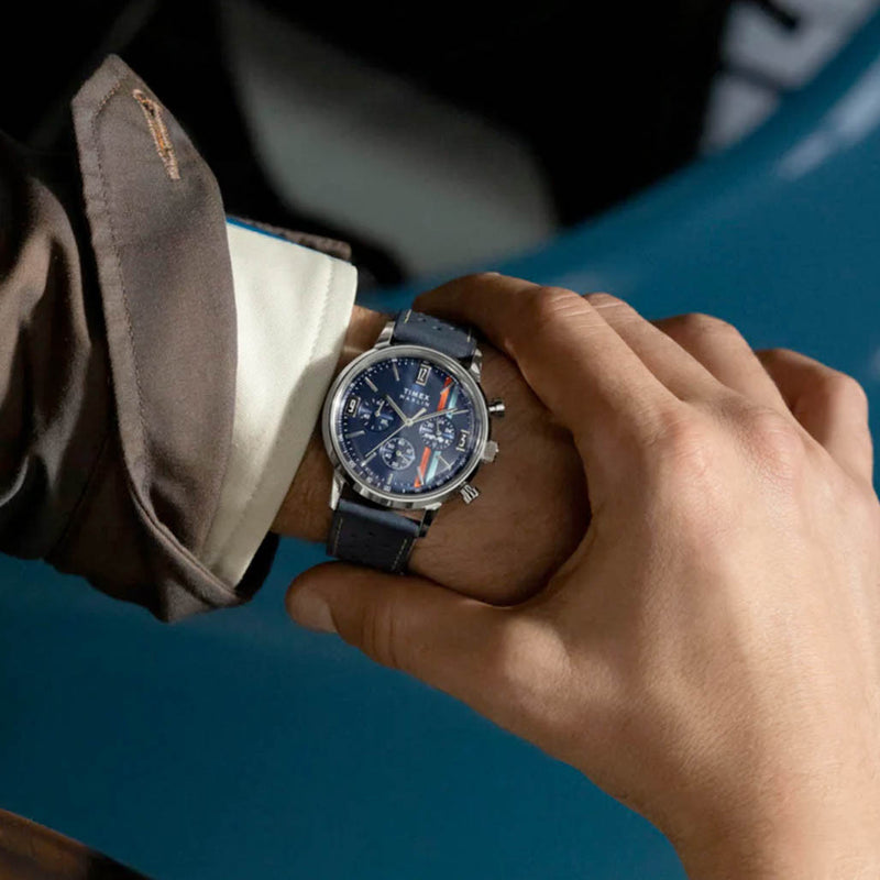 Timex Marlin® Chronograph Tachymeter 40mm Leather Strap Watch #TW2W99000