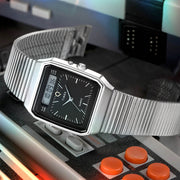 Timex Q 1982 Ana-Digi Reissue 33mm Stainless Steel Bracelet Watch #TW2Y05900