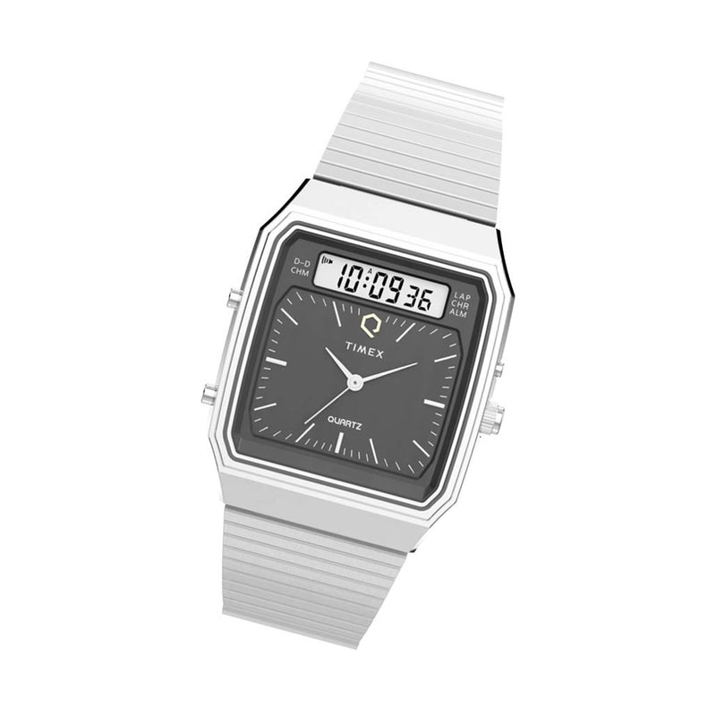 Timex Q 1982 Ana-Digi Reissue 33mm Stainless Steel Bracelet Watch #TW2Y05900