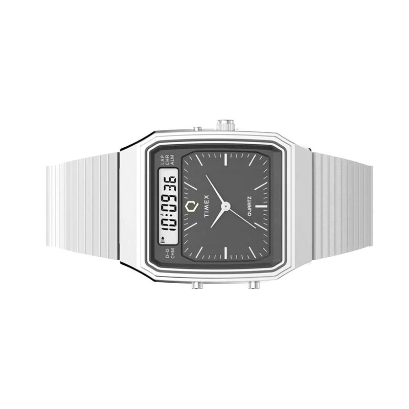 Timex Q 1982 Ana-Digi Reissue 33mm Stainless Steel Bracelet Watch #TW2Y05900