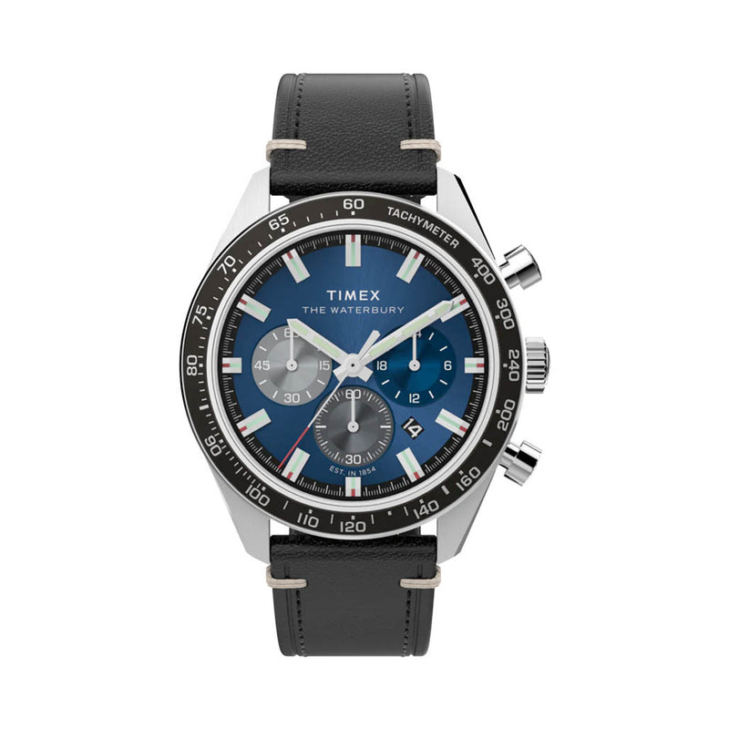 Timex Waterbury Traditional Chronograph 41mm Leather Strap Watch #TW2Y18600