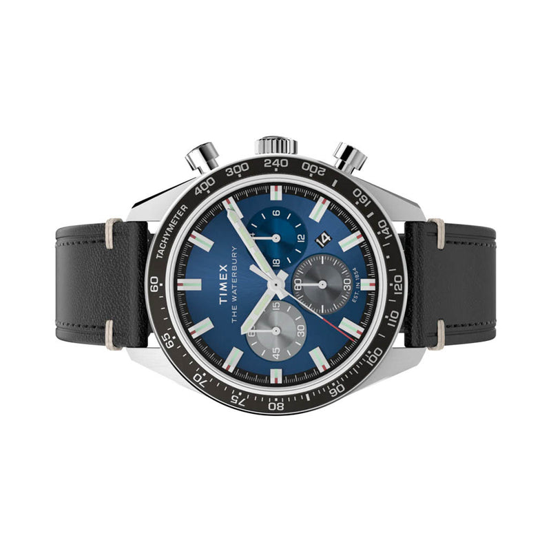Timex Waterbury Traditional Chronograph 41mm Leather Strap Watch #TW2Y18600