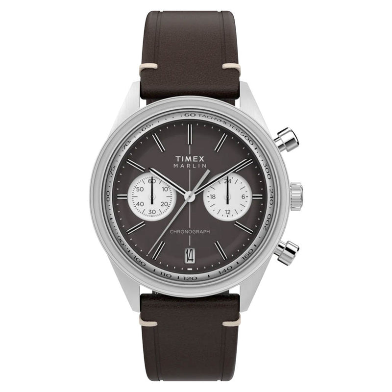 Timex Marlin® Jet Quartz Chronograph 40mm Leather Strap Watch #TW2Y24700