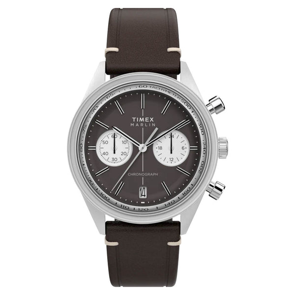 Timex Marlin® Jet Quartz Chronograph 40mm Leather Strap Watch #TW2Y24700