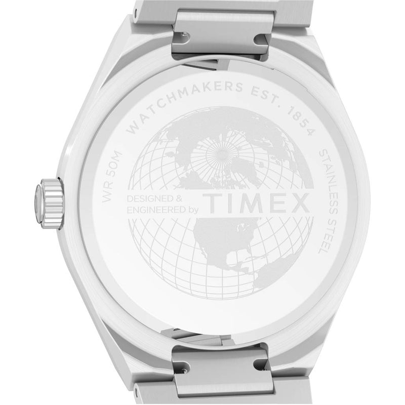 Timex® Q Continental Day and Date 39mm Stainless Steel Bracelet Watch #TW2Y35200