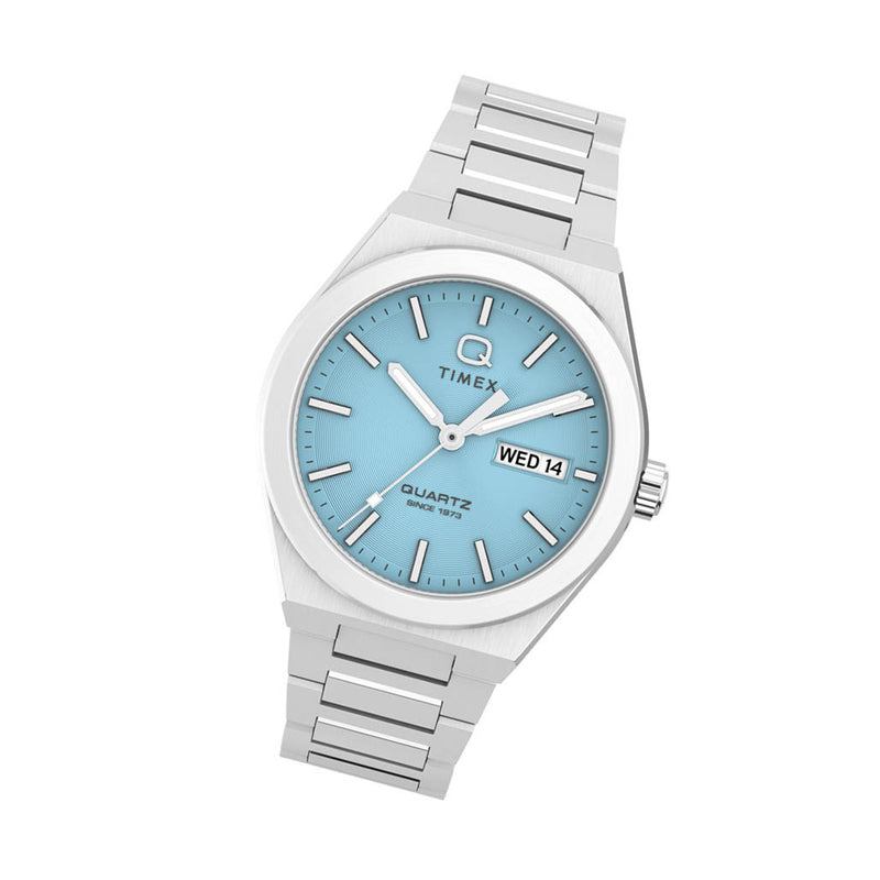 Timex® Q Continental Day and Date 39mm Stainless Steel Bracelet Watch #TW2Y35200
