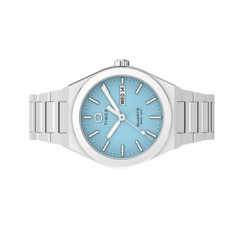 Timex® Q Continental Day and Date 39mm Stainless Steel Bracelet Watch #TW2Y35200