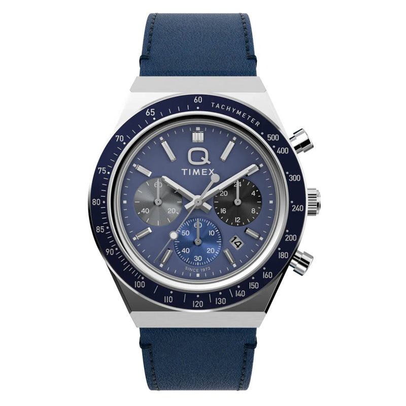 Timex® Q Chronograph 40mm Leather Strap Watch #TW2Y36100