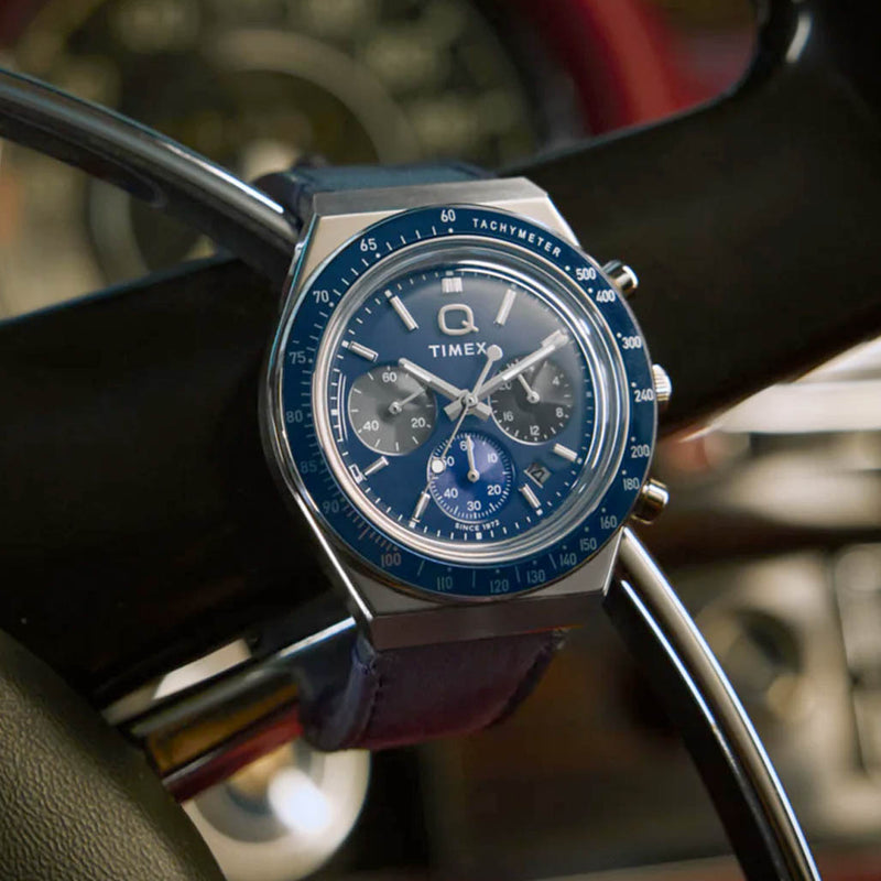 Timex® Q Chronograph 40mm Leather Strap Watch #TW2Y36100