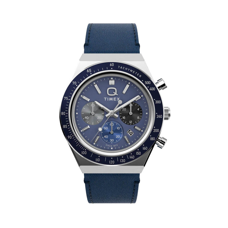 Timex® Q Chronograph 40mm Leather Strap Watch #TW2Y36100