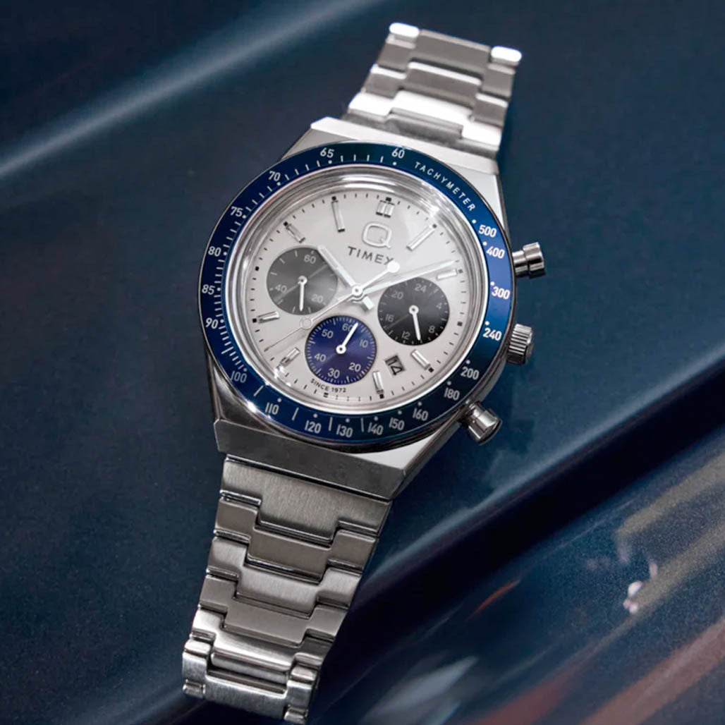 Timex® Q Chronograph 40mm Stainless Steel Bracelet Watch