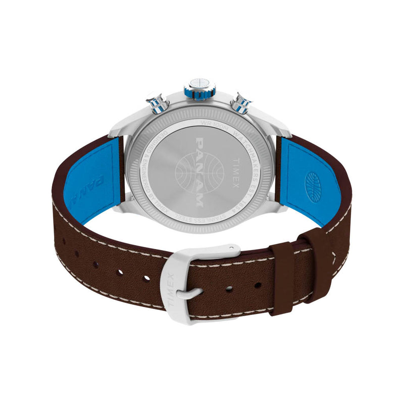 Timex x Pan Am® Waterbury Ace Chronograph 41mm Leather Strap Watch #TW2Y38700