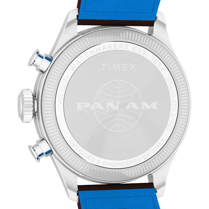 Timex x Pan Am® Waterbury Ace Chronograph 41mm Leather Strap Watch #TW2Y38700