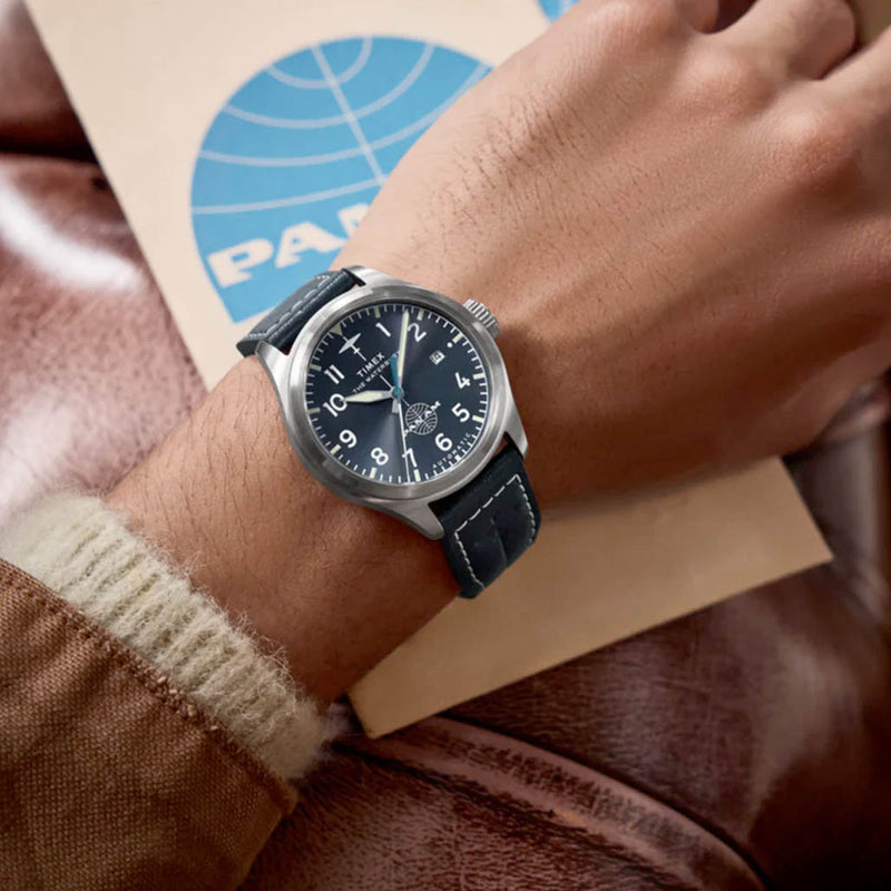 Timex x Pan Am® Waterbury Automatic Ace 41mm Leather Strap Watch #TW2Y38800