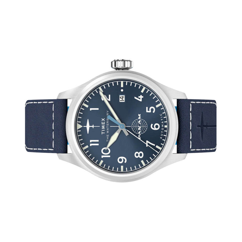 Timex x Pan Am® Waterbury Automatic Ace 41mm Leather Strap Watch #TW2Y38800