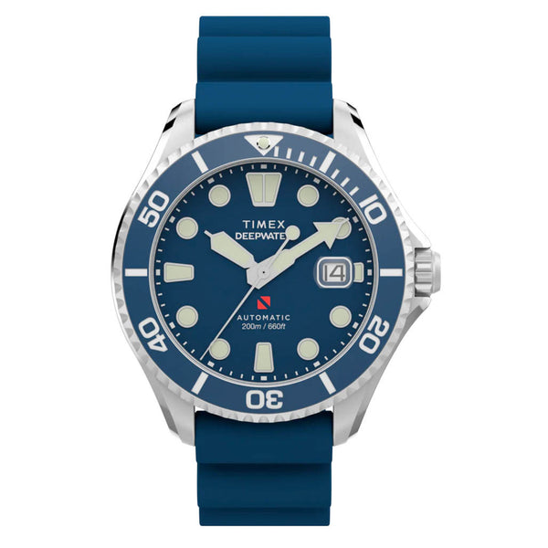 Timex Deepwater Meridian 200 Automatic 44mm HNBR Rubber Strap Watch #TW2Y39900