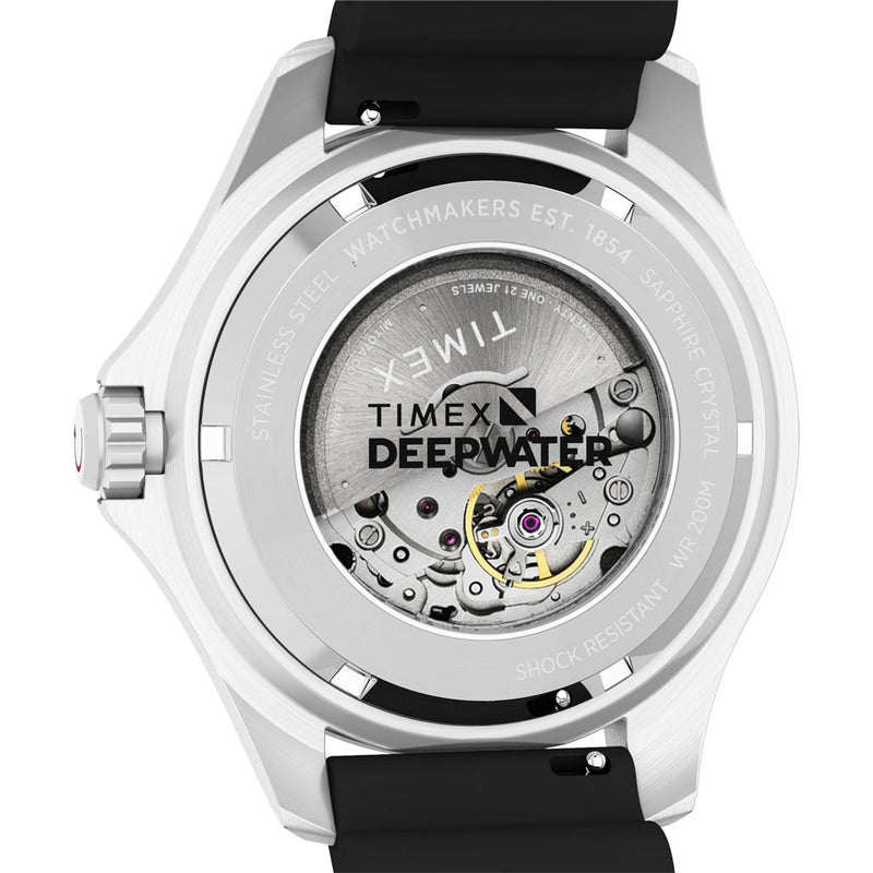 Timex Deepwater Meridian 200 Automatic 44mm HNBR Rubber Strap Watch #TW2Y40000
