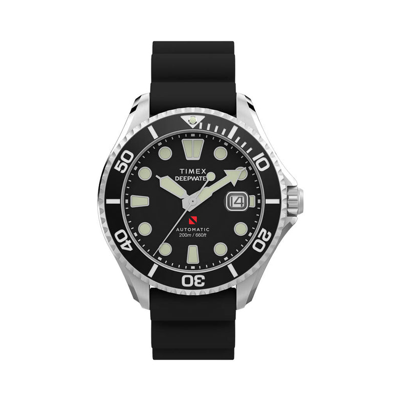 Timex Deepwater Meridian 200 Automatic 44mm HNBR Rubber Strap Watch #TW2Y40000
