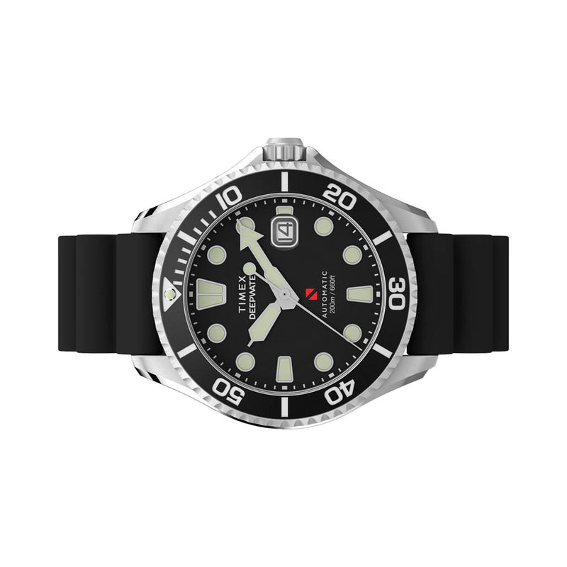 Timex Deepwater Meridian 200 Automatic 44mm HNBR Rubber Strap Watch #TW2Y40000