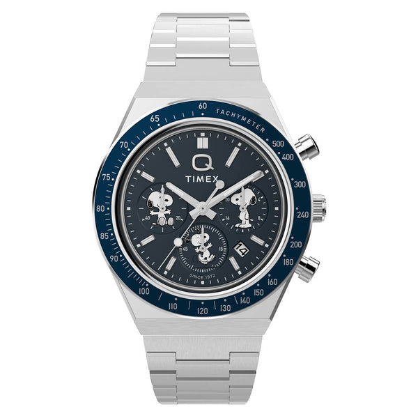 Timex x Peanuts® Q Timex® Chronograph 40mm Stainless Steel Bracelet Watch #TW2Y45300