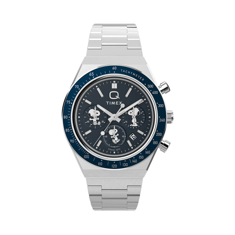 Timex x Peanuts® Q Timex® Chronograph 40mm Stainless Steel Bracelet Watch #TW2Y45300