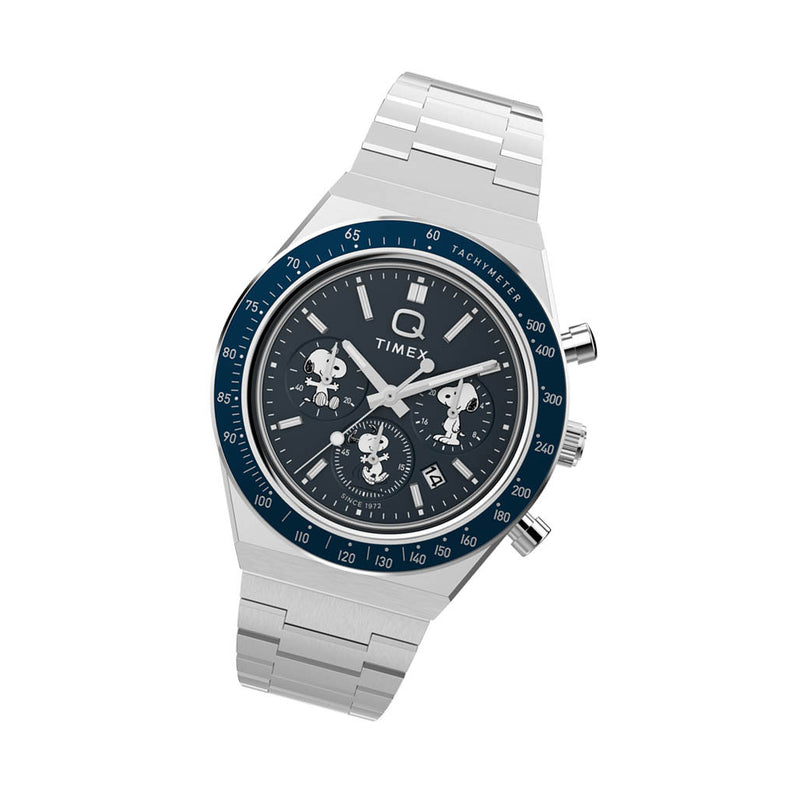 Timex x Peanuts® Q Timex® Chronograph 40mm Stainless Steel Bracelet Watch #TW2Y45300