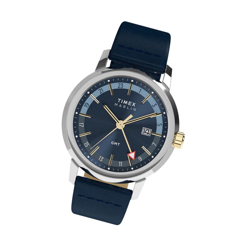 Timex Marlin® Quartz GMT 40mm Leather Strap Watch #TW2Y47900