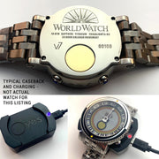 YES V7 Titanium World Time Watch with Orange Accents and Titanium Bracelet #7S-SO-P5