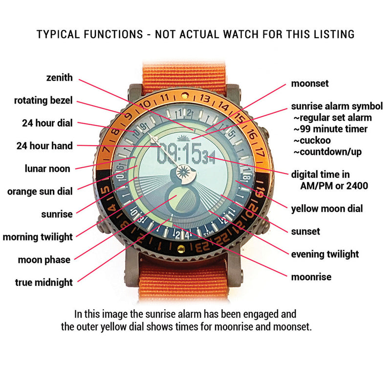 YES V7 Titanium World Time Watch with Orange Accents and Titanium Bracelet #7S-SO-P5