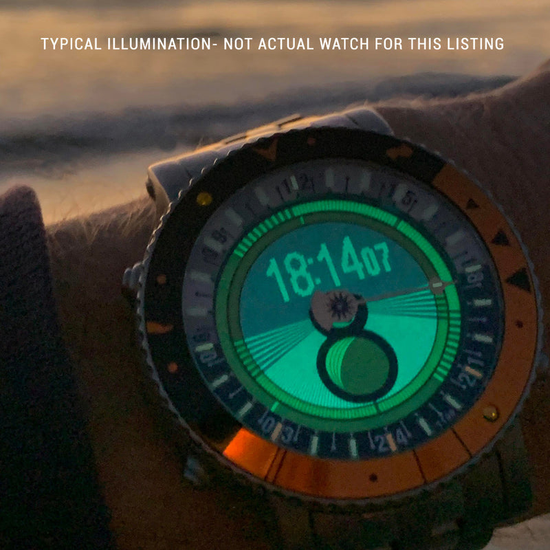 YES V7 Titanium World Time Watch with Orange Accents and Titanium Bracelet #7S-SO-P5