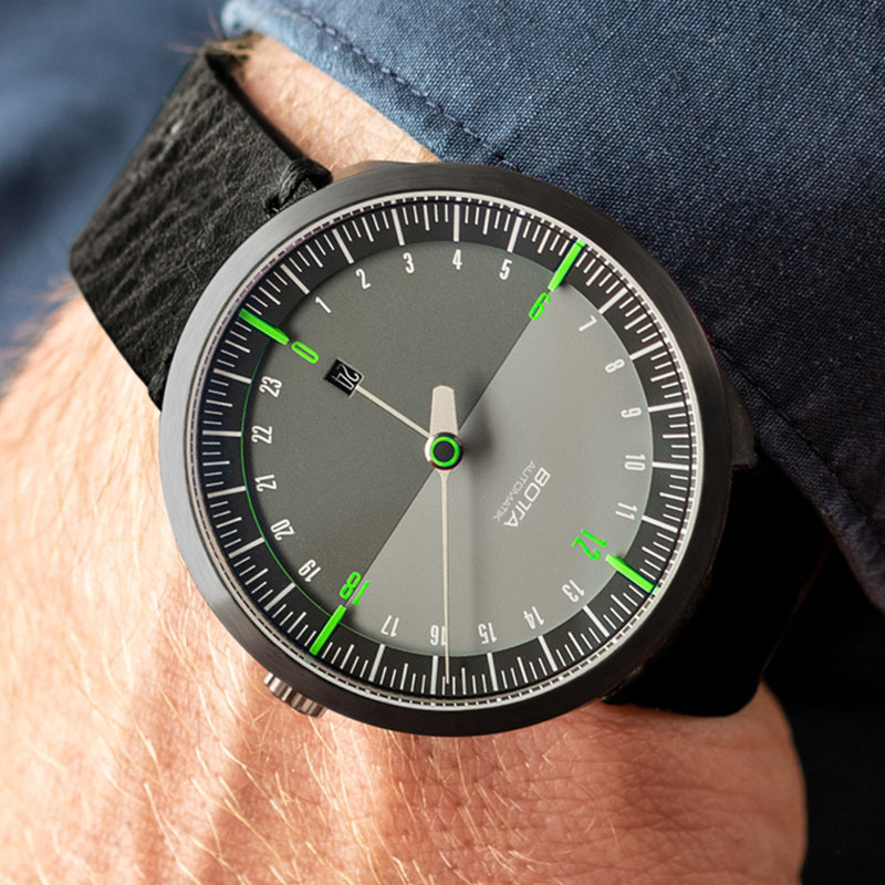 Botta UNO 24 one hand 24-hour Swiss Automatic watch with 45mm PVD titanium case #928010BE