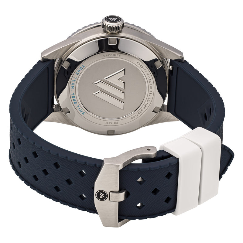 Varsity Watch with white and blue color scheme, automatic diver VW-01