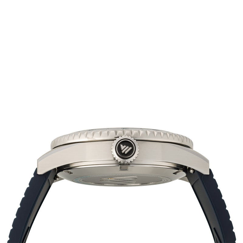 Varsity Watch with white and blue color scheme, automatic diver VW-01