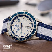 Varsity Watch with white and blue color scheme, automatic diver VW-01
