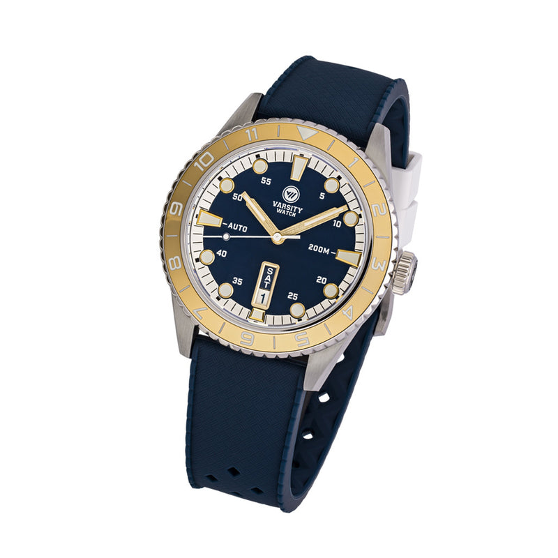 Varsity Automatic Watch with Blue Dial and Gold Accents #VW-02
