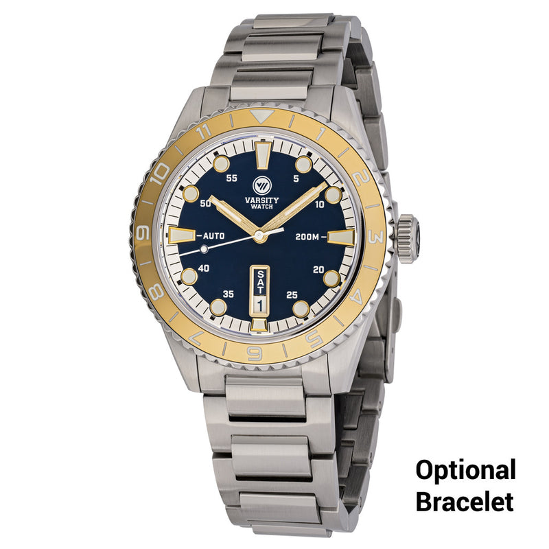 Varsity Automatic Watch with Blue Dial and Gold Accents #VW-02
