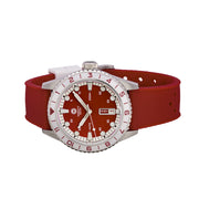 Varsity Automatic Watch with Red Dial and White Accents #VW-03